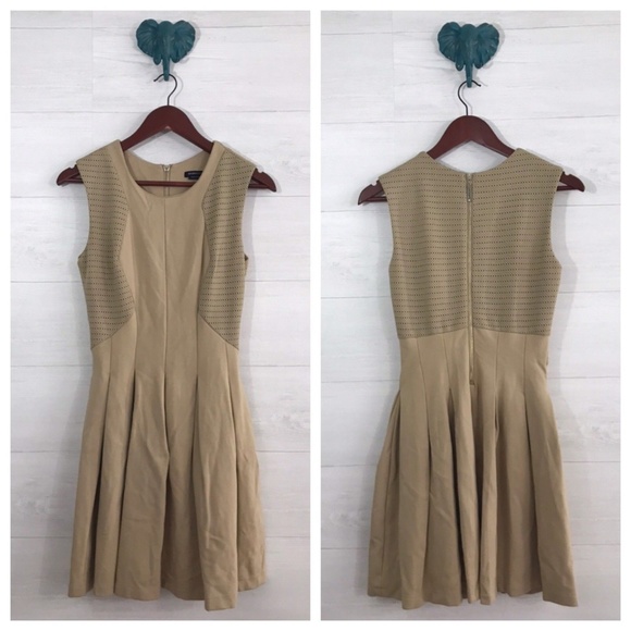 BCBGMaxAzria Dresses & Skirts - BCBG Maxazria Tan Box Pleat Thick Heavy Knit Dress